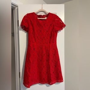 J Crew red lace dress